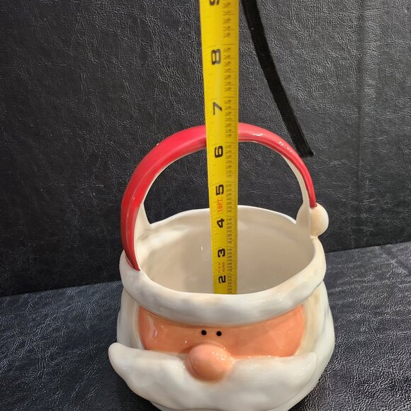 Cute Santa Claus Face Ceramic Basket Holiday Decor - Picture 10 of 10